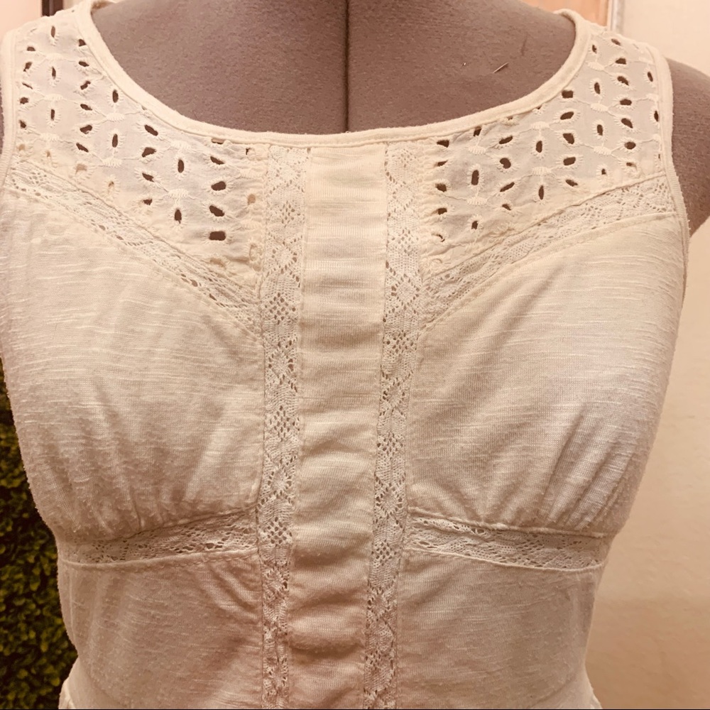 Rayon Blend and Lace Cream Dress - Picture 2 of 7
